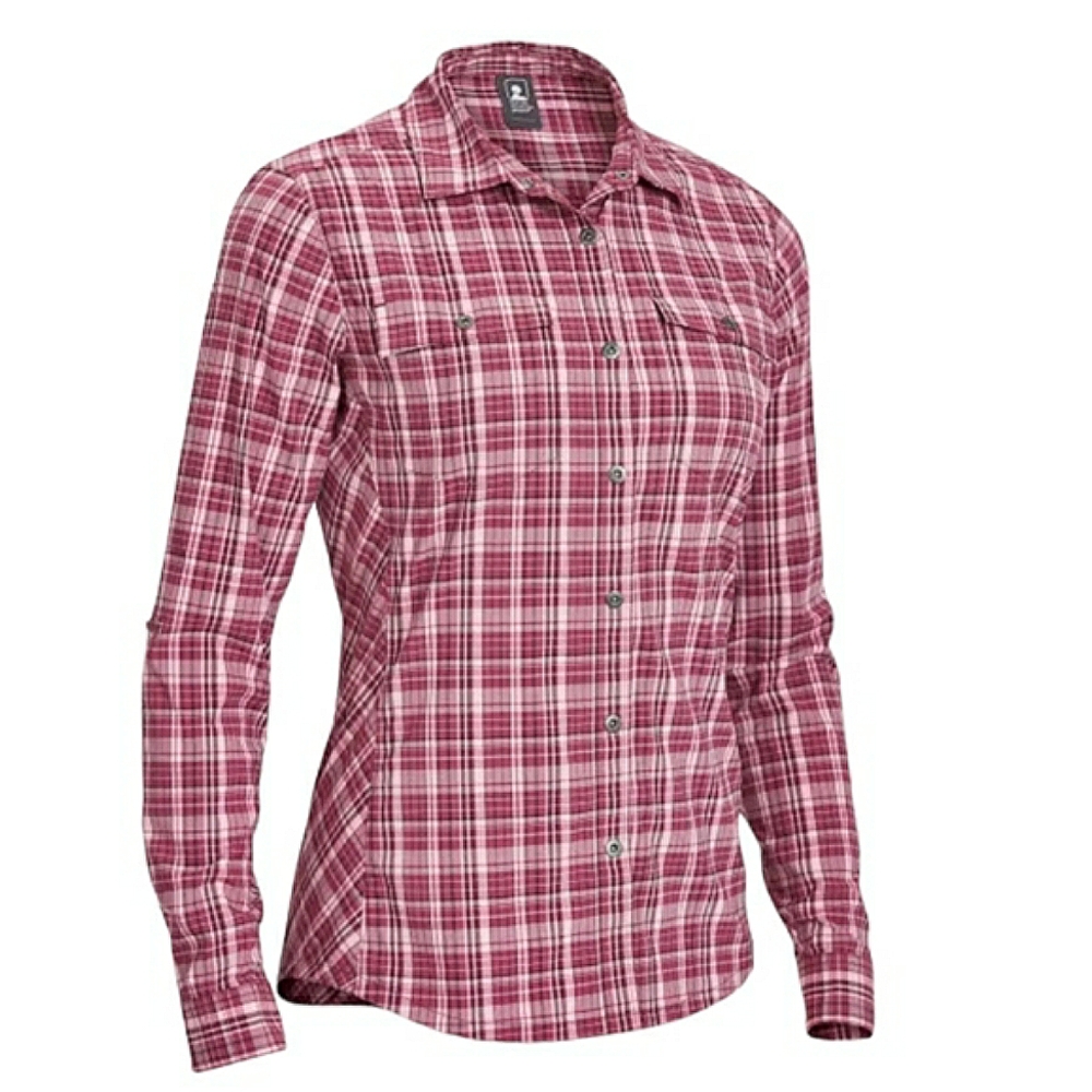 Eastern Mountain Sports UV Protection UPF 30+ Plaid Amaranth Button Down Shirt L